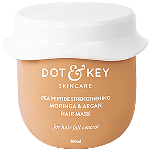 Dot & Key Pea Peptide Strengthening Moringa & Argan Hair Mask - Anti-Hair Fall, No Parabens, 200 ml