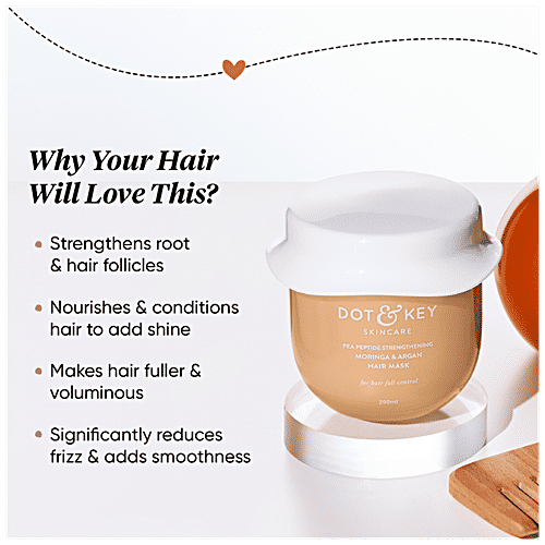Dot & Key Pea Peptide Strengthening Moringa & Argan Hair Mask - Anti-Hair Fall, No Parabens, 200 ml