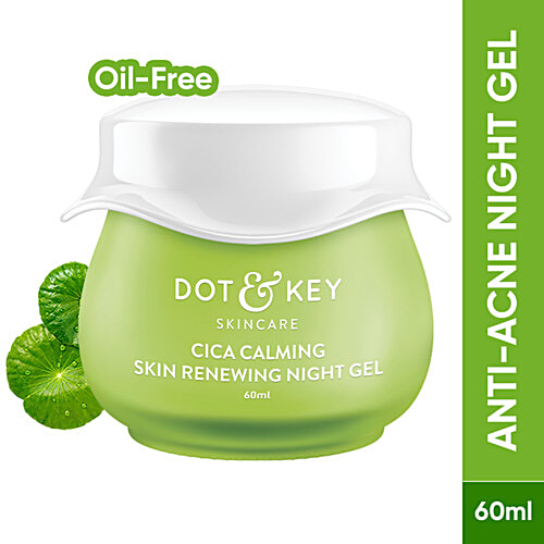 Dot & Key Cica Calming Skin Renewing Night Gel - With Niacinamide, Renews Skin, Treats Dead Skin Cells, 60 ml  