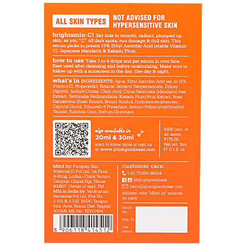 Buy Plum 15 Vitamin C Face Serum With Mandarin For Glowing Skin