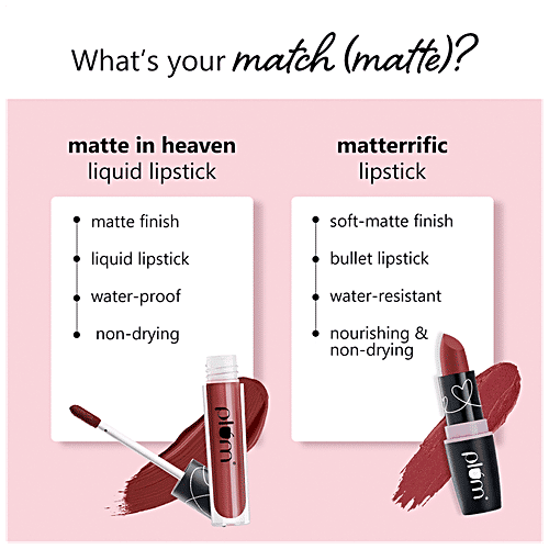 Plum Matte In Heaven Liquid Lipstick - Non-Drying, Smudge-Proof, 100% Vegan & Cruelty-Free, 4.5 ml Caramello-129 