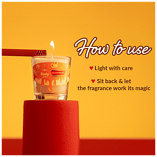 Plum Body Lovin' Caramel Popcorn Scented Candle - Long-Lasting Fragrance, Evenly Melting Wax, 65 g  
