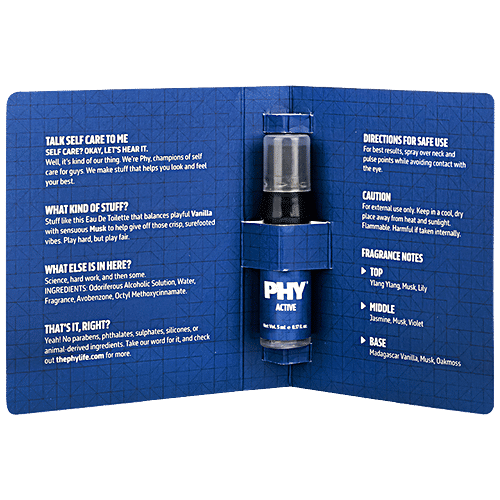 Phy Active Eau De Toilette - Long-Lasting Fragrance, Paraben-Free, 5 ml  