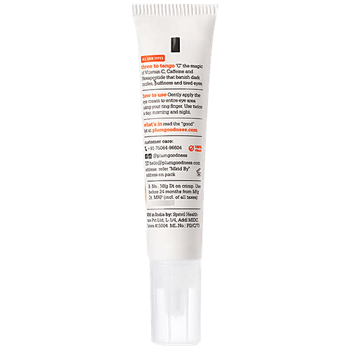 Plum 3% Vitamin C, Peptide & Caffeine Eye Cream With Mandarin - Reduces Dark Circles, 15 ml  