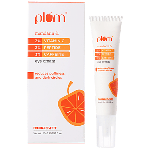 Plum 3% Vitamin C, Peptide & Caffeine Eye Cream With Mandarin - Reduces Dark Circles, 15 ml  