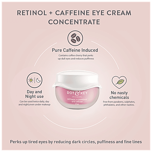 Dot & Key Retinol + Caffeine Eye Cream - Reduces Puffiness, No Chemicals, 21 ml  