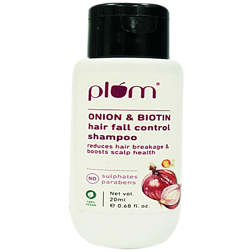 Plum Onion & Biotin Hair Fall Control Shampoo - Reduces Breakage, Boosts Scalp Health, 20 ml  