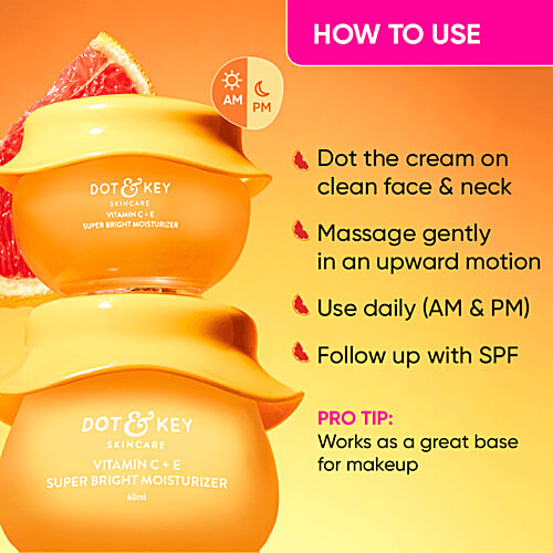 Dot & Key Vitamin C + E Super Bright Moisturizer - Even-toned, Bright, Glowing Complexion, 25 ml  