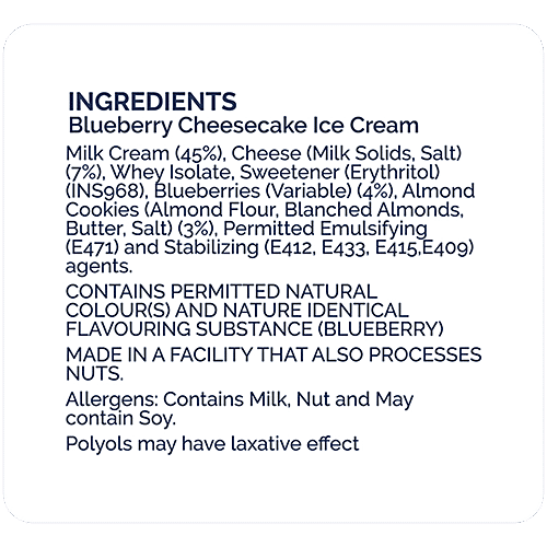 Get-A-Way Keto Friendly Blueberry Cheesecake Ice Cream, 100 ml No Added Sugar, Low Carbs, Guilt Free