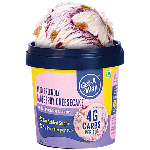 Get-A-Way Keto Friendly Blueberry Cheesecake Ice Cream, 100 ml No Added Sugar, Low Carbs, Guilt Free