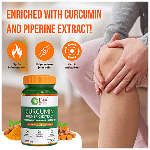 Pure Nutrition  Pure Nutrition Curcumin Turmeric extract Tablets With Piperine For Healthy Joints, 60 pcs  
