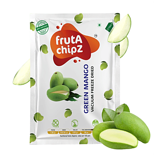 FRUTA CHIPZ Green Mango Chips - Freeze Dried, Sweet, Sour Flavour, Rich In Antioxidant, 20 g Pouch 