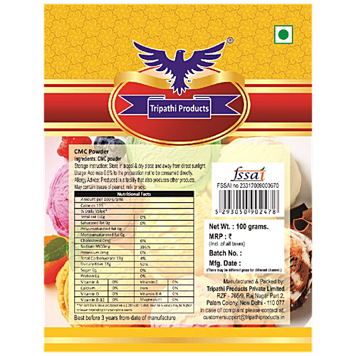 Tripathi Products CMC Powder/Cellulose Gum - For Making Ice Creams, Desserts, 100 g Carton