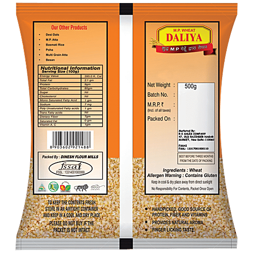 Dinesh Flour Mills Dalia MP Wheat Daliya - Rich In Fibre, Ready To Cook, Wholesome Breakfast, 500 g Pouch 
