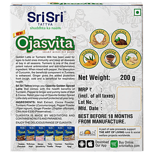 Sri Sri Tattva Ojasvita Golden Spiced Latte - With Turmeric, Pepper & Ginger, No Added Sugar, 200 g  