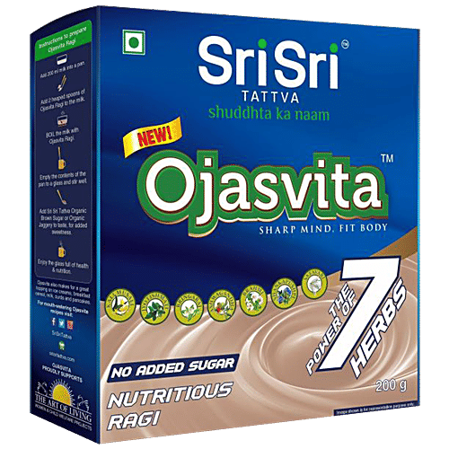 Sri Sri Tattva Ojasvita Ragi - With 7 Herbs, No Added Sugar, For Sharp Mind & Fit Body, 200 g  