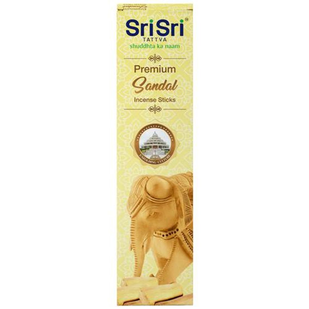 Sri Sri Tattva Premium Sandal Agarbatti/Incense Sticks - Long-Lasting Fragrance, 100 g 