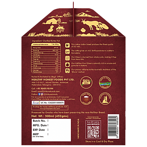 Buy Jivika Naturals Mysore A2 Hallikar Cow Ghee Natural, Rich In