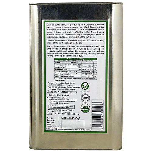 Buy Jivika Naturals Organic Sunflower Oil Cold Pressed, Naturally