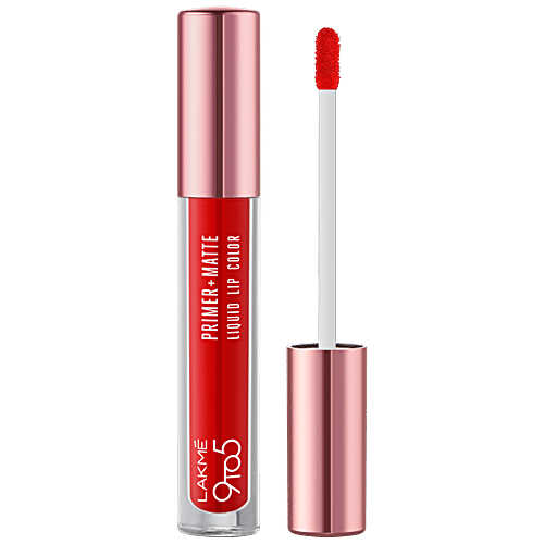 Lakme 9 To 5 Primer + Matte Liquid Lip Colour - Transfer & Smudge-Proof, 4.2 ml MR1 Fiery Scarlet 