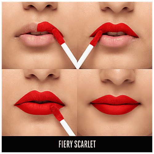 Lakme 9 To 5 Primer + Matte Liquid Lip Colour - Transfer & Smudge-Proof, 4.2 ml MR1 Fiery Scarlet 
