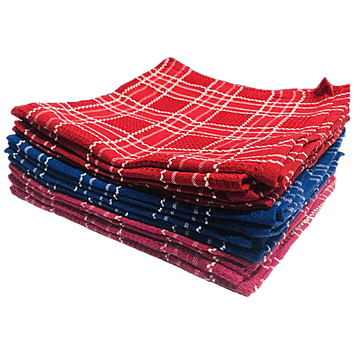 JBG Home Store Premium Kitchen Cotton Clothes - For Cleaning, 46 x 46cm, 200 GSM, Multicolour, 3 pcs