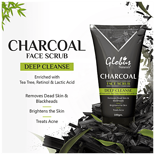 Globus Naturals Charcoal Detoxifying De-Tan Facial Kit - Fash Wash, Scrub & Peel-Off Mask, 100 g (Pack of 3)