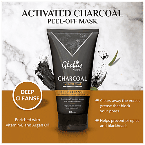 Globus Naturals Charcoal Detoxifying De-Tan Facial Kit - Fash Wash, Scrub & Peel-Off Mask, 100 g (Pack of 3)