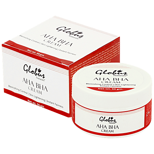 Globus Naturals AHA BHA Cream - Blemishes Control, For Glowing Skin, Provides Smooth Texture, 50 g