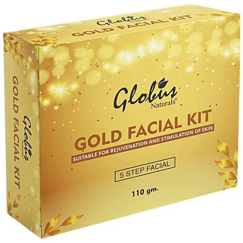 Globus Naturals Gold Facial Kit - Rejuvenates Skin, Reduces Wrinkles, Fine Lines, Paraben-Free, 110 g  