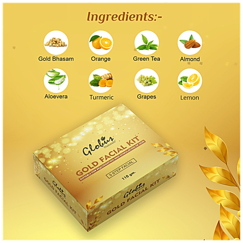 Globus Naturals Gold Facial Kit - Rejuvenates Skin, Reduces Wrinkles, Fine Lines, Paraben-Free, 110 g  