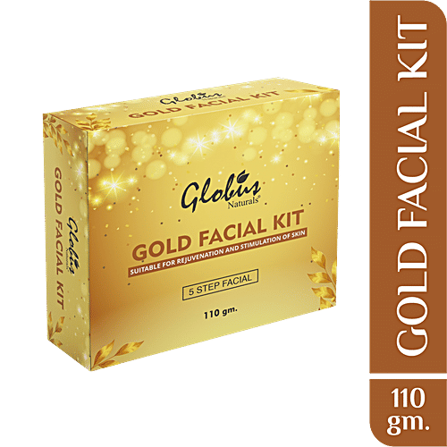 Globus Naturals Gold Facial Kit - Rejuvenates Skin, Reduces Wrinkles, Fine Lines, Paraben-Free, 110 g  