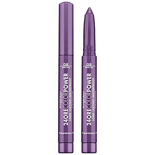 Deborah 24 Ore Colour Power Long Lasting & Waterproof Eyeshadow Stick - 08 Deep Purple, Intense & Luminous, 1.4 g  