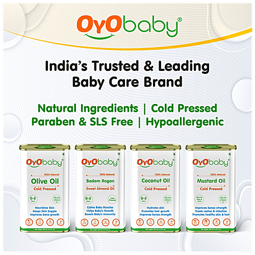 Oyo Baby Coconut Oil - Cold-Pressed, Natural, Improves Bones, For Skin & Hair, 0-5 Years, 200 ml  