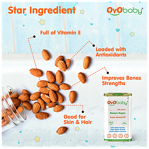 Buy OYO BABY Badam Rogan Sweet Almond Oil ColdPressed, Calms Muscles