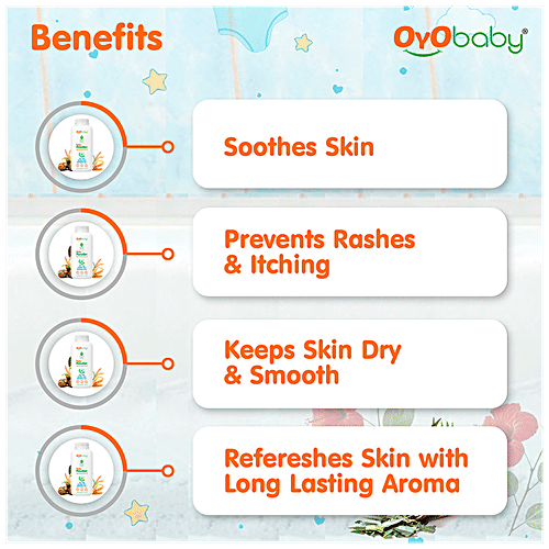 Oyo Baby Baby Powder - Arrowroot & Oat, Talc-Free, Soothes & Refreshes Skin, 0-10 Years, 200 g