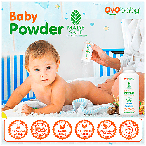Oyo Baby Baby Powder - Arrowroot & Oat, Talc-Free, Soothes & Refreshes Skin, 0-10 Years, 200 g