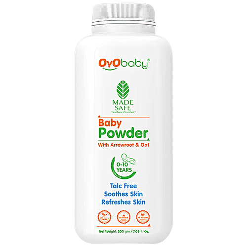 Oyo Baby Baby Powder - Arrowroot & Oat, Talc-Free, Soothes & Refreshes Skin, 0-10 Years, 200 g