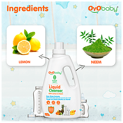 Oyo Baby Liquid Cleanser - Anti-Bacterial, For Baby Bottles, Nipples, Baby Accessories, 1 L  
