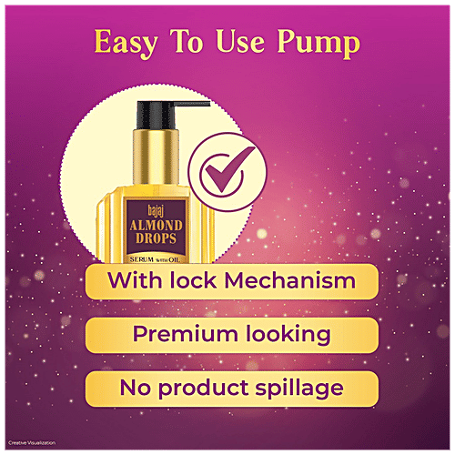 Bajaj Almond Drops Serum With Oil For Hair - Goodness Of Almond Oil & Vitamin E, Provides 3x Softer Hair, 100 ml Bottle 