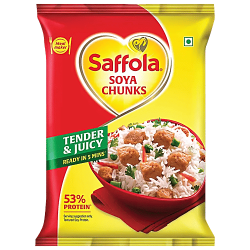 Saffola Mealmaker Soya Chunks - Tender & Juicy, High In Protein & Fibre, 1 kg  