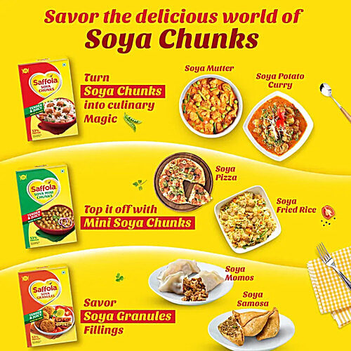 Saffola Mealmaker Soya Chunks - Tender & Juicy, High In Protein & Fibre, 1 kg  