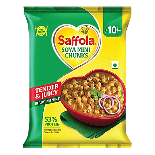 Saffola Soya Mini Chunks - Tender & Juicy, High In Protein & Fibre, 40 g