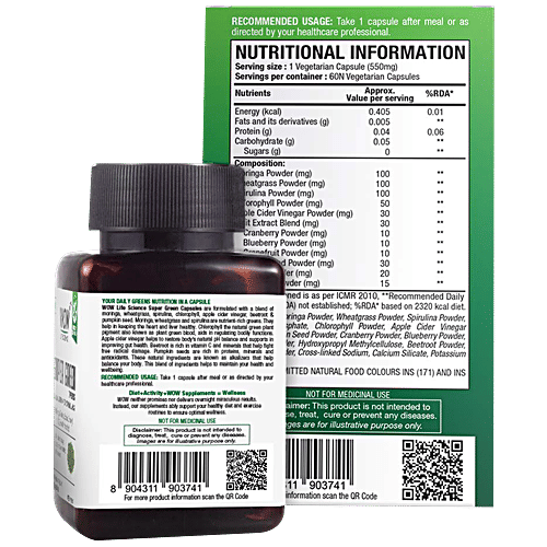 Buy WOW Life Science Super Green Capsule Helps Boost Immunity Online