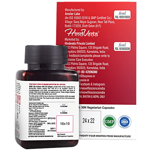 Buy WOW Life Science Krill Oil 500 mg Softgel Capsule Helps Mai