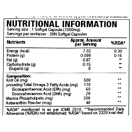 Buy WOW Life Science Krill Oil 500 mg Softgel Capsule Helps Mai