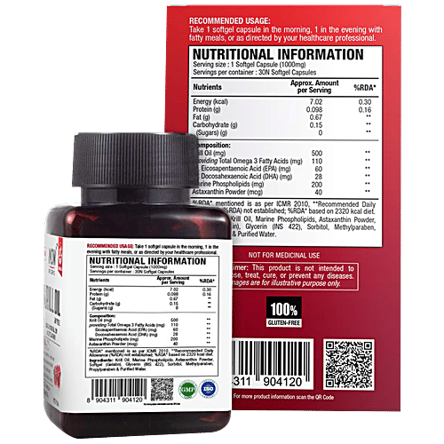 Buy WOW Life Science Krill Oil 500 mg Softgel Capsule Helps Mai