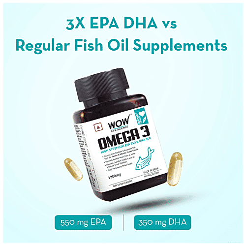 Buy WOW Life Science Omega3 1300 mg Capsule With Fish Oil Sup Online