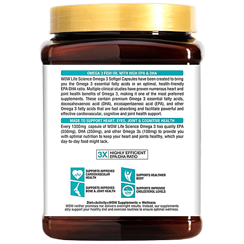 Buy WOW Life Science Omega3 1300 mg Capsule With Fish Oil Sup Online