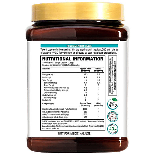 Buy WOW Life Science Omega3 1300 mg Capsule With Fish Oil Sup Online